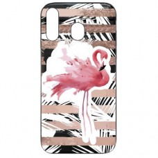Capa para Samsung Galaxy M20 Case2you - Escovada Preta Flamingo Listras Rosa